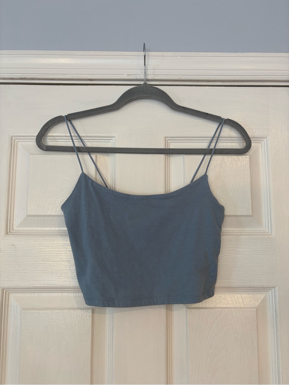 Blue Spaghetti Strap Crop Top